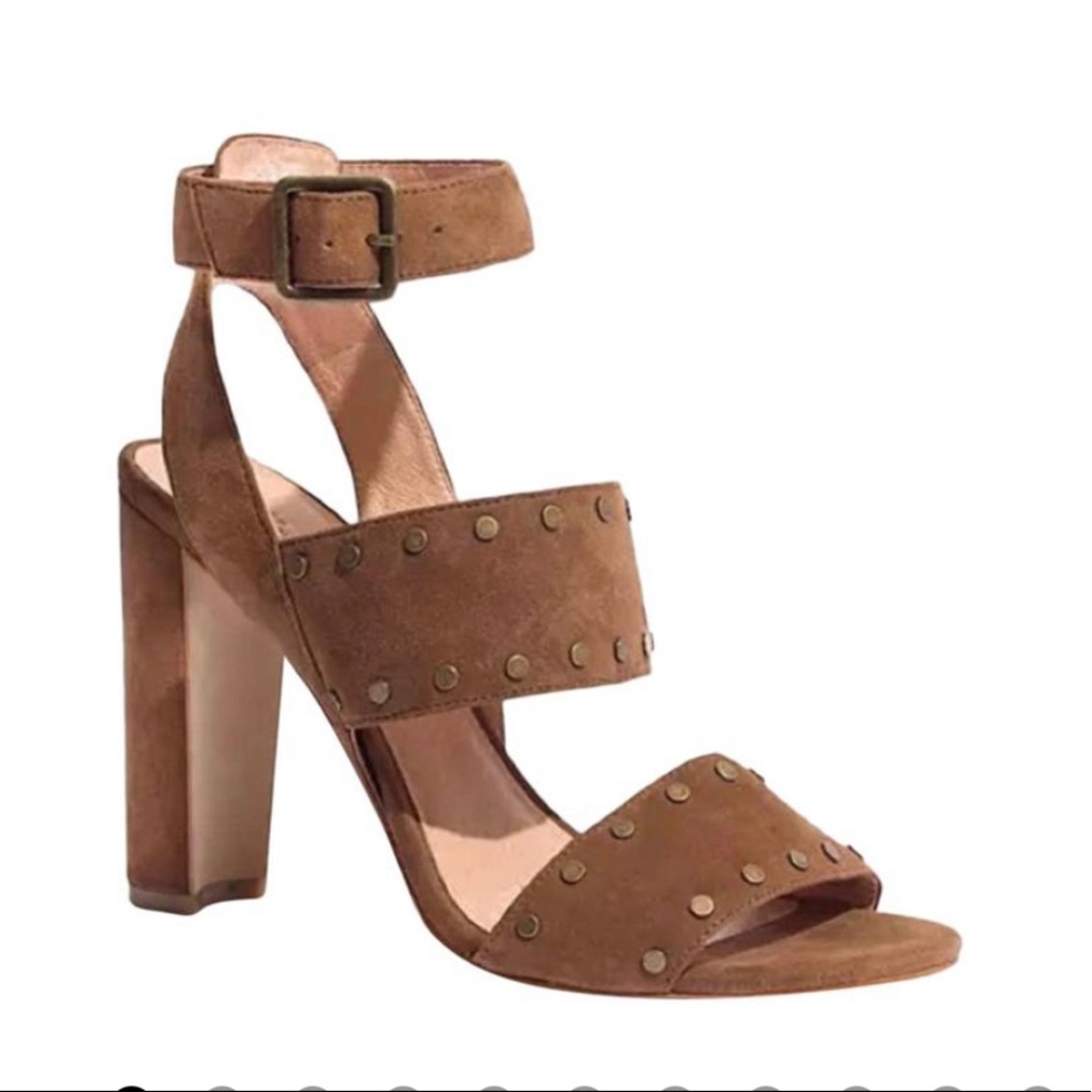 Madewell Brown Sueded studded heels